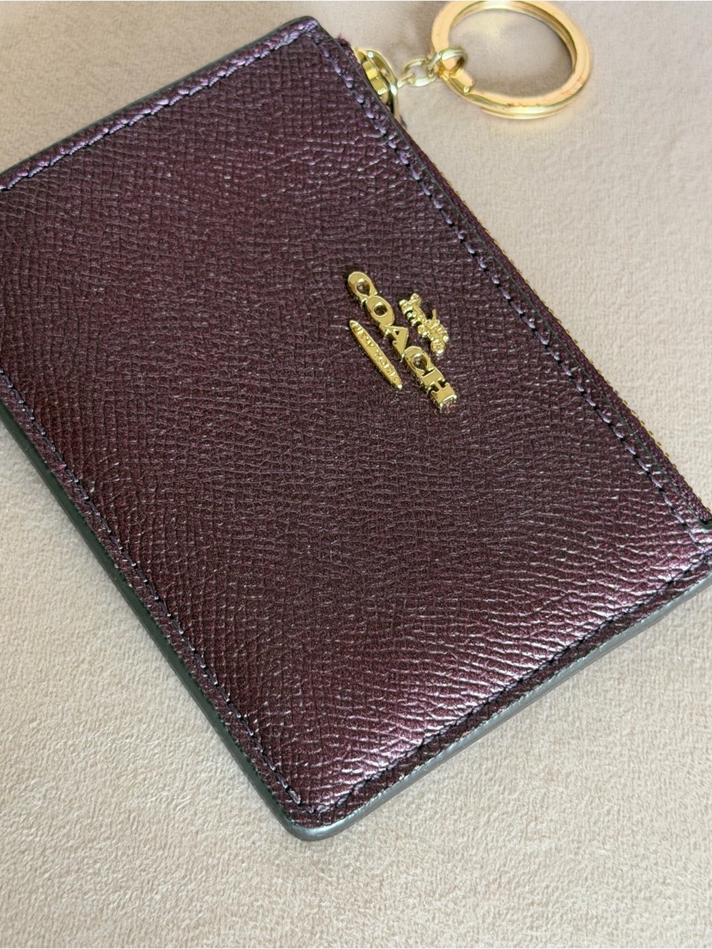 COACH Mini Skinny Keychain ID Case in Metallic Deep Plum 💜 - Picture 16 of 16